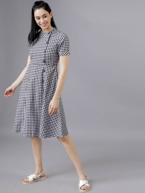 

Tokyo Talkies Women Black & White Fit and Flare Dress
