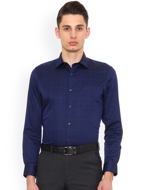 

Louis Philippe Men Blue Regular Fit Checked Formal Shirt