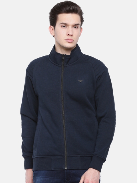 

t-base Men Navy Blue Solid Sweatshirt
