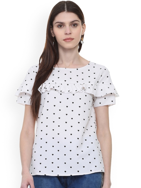 

People Women White Printed Top