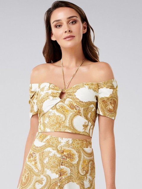 

Forever New Women Brown Printed Fitted Top