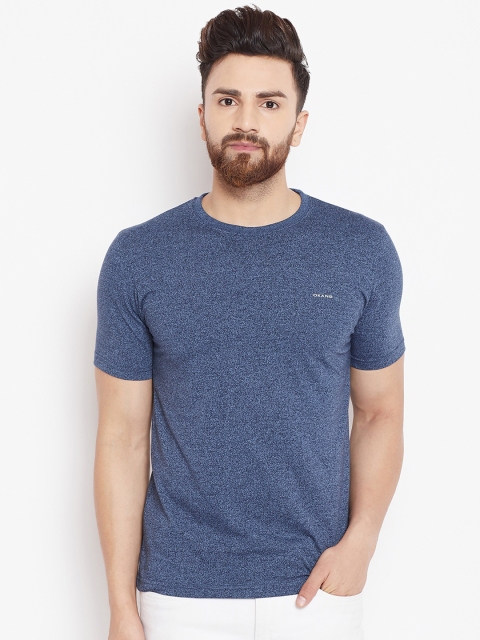 

Okane Men Blue Printed Round Neck T-shirt