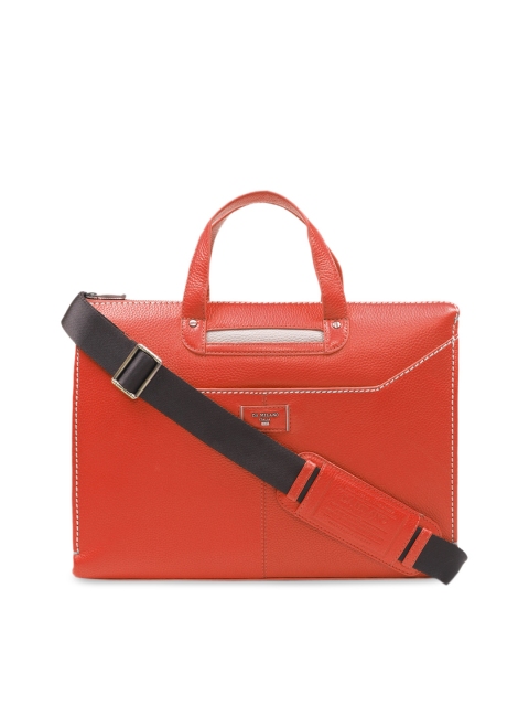 

Da Milano Unisex Orange Solid Leather Laptop Bag