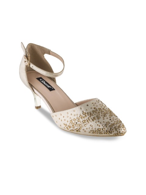 

Sherrif Shoes Women Gold-Toned Solid Pumps