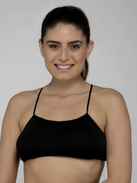 

Laceandme Black Solid Non-Wired Lightly Padded Bralette Bra 4527