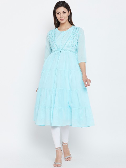 

Prakhya Women Blue Embroidered A-Line Kurta