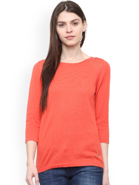 

Allen Solly Woman Orange Solid Pure Cotton Top