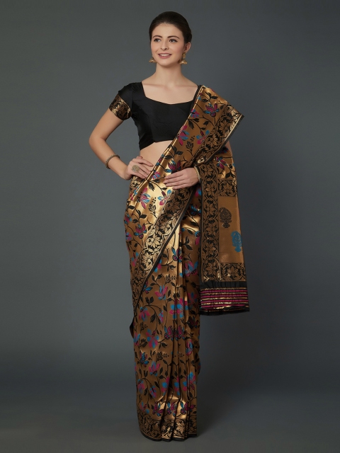 

Mitera Gold-Toned Woven Design Kanjeevaram Saree