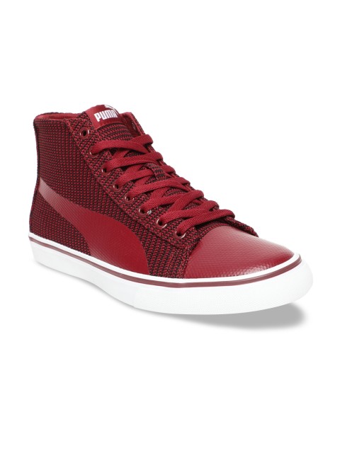 

Puma Men Maroon Woven Design Mesh Mid-Top Sneakers