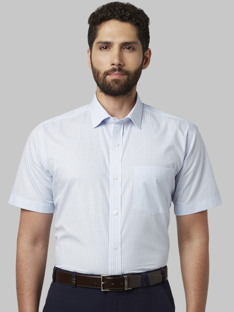 

Park Avenue Men Blue Regular Fit Checked Formal Shirt
