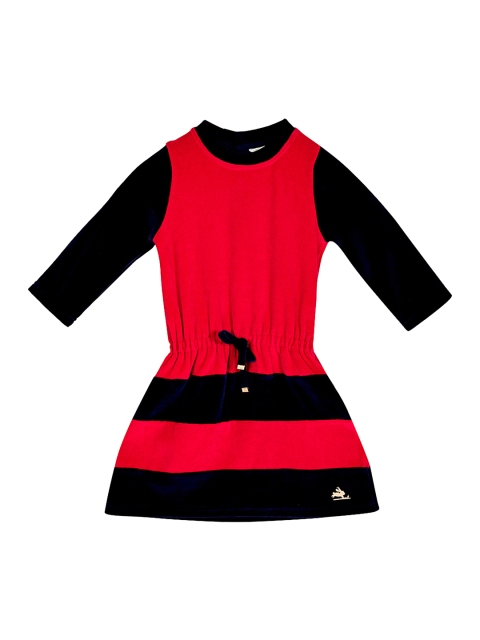 

Cherry Crumble Girls Red Colourblocked Blouson Dress