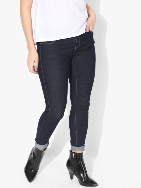 

Navy Blue Skinny Fit Mid-Rise Clean Look Jeans