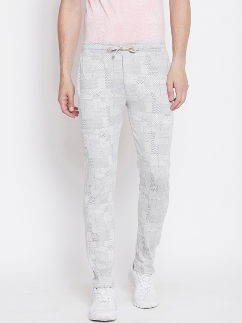 

Okane Men Grey Self Design Slim-Fit Trackpants