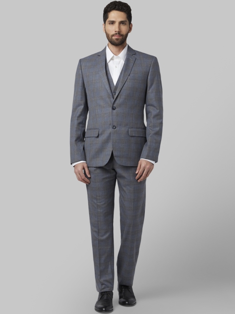 

Park Avenue Men Grey Checked Regular Fit Suit