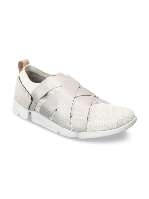 

Clarks Women White Slip-On Sneakers