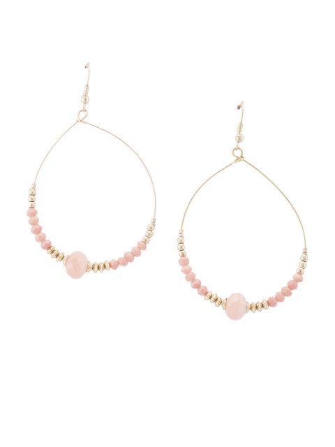 

OOMPH Gold-Toned & Pink Teardrop Shaped Drop Earrings