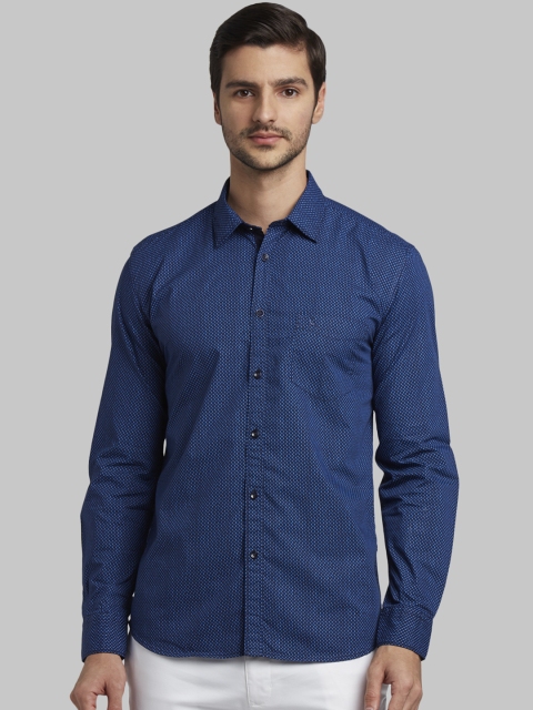 

Parx Men Blue Slim Fit Printed Casual Shirt