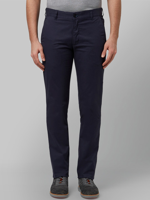 

Park Avenue Men Navy Blue Tapered Fit Solid Regular Trousers