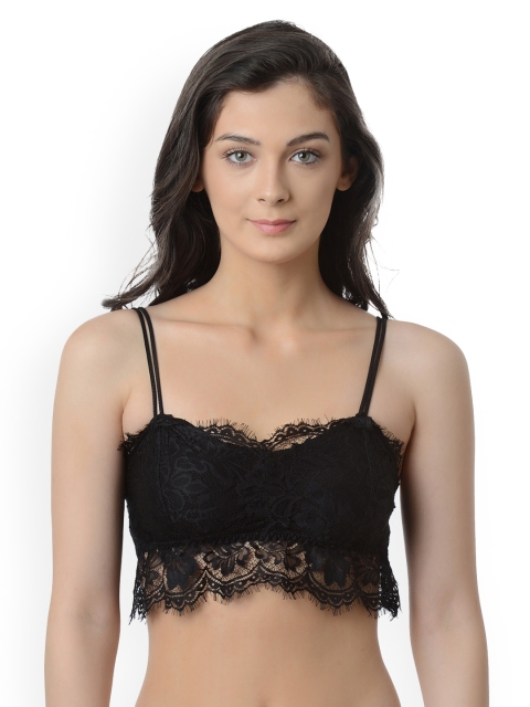 

Da Intimo Black Lace Non-Wired Non-Padded Bralette Bra DI-1009-N