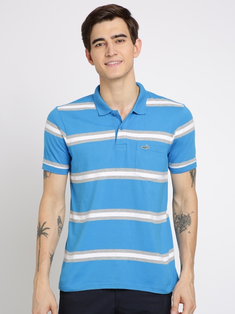 

Crocodile Men Blue Striped Polo Collar T-shirt