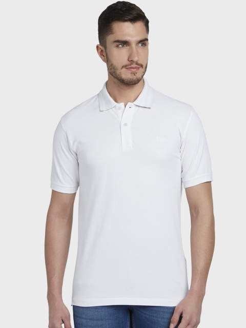 

ColorPlus Men White Solid Polo Collar T-shirt