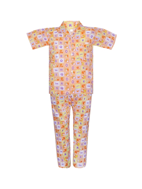 

Punkster Boys Orange Printed Night suit 6585C