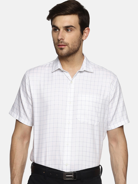 

Balista Men White Standard Regular Fit Checked Formal Shirt
