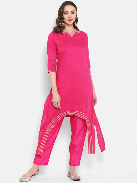 

MBE Women Pink Striped A-Line Kurta