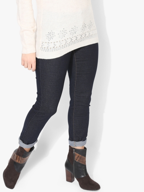

Navy Blue Skinny Fit Mid-Rise Clean Look Jeans