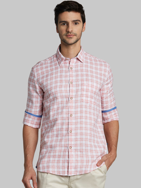 

Parx Men Red & Off-White Slim Fit Checked Casual Shirt