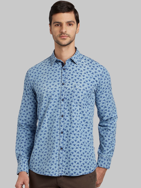 

Parx Men Blue Slim Fit Printed Casual Shirt