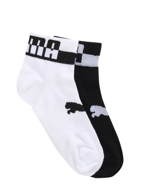 

Puma Unisex Pack of 2 Quarter Logo welt 2p Solid Ankle-Length Socks, White