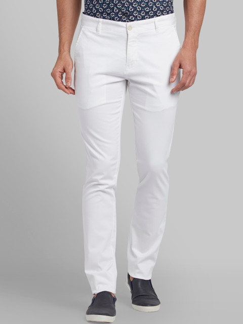 

Parx Men White Tapered Fit Solid Regular Trousers