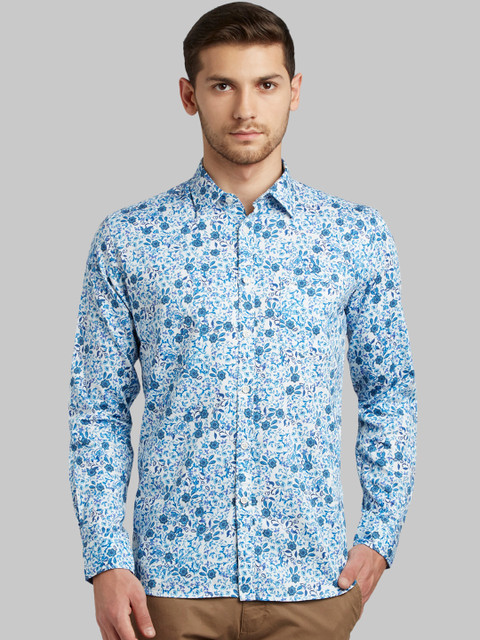 

Parx Men Blue Slim Fit Printed Casual Shirt