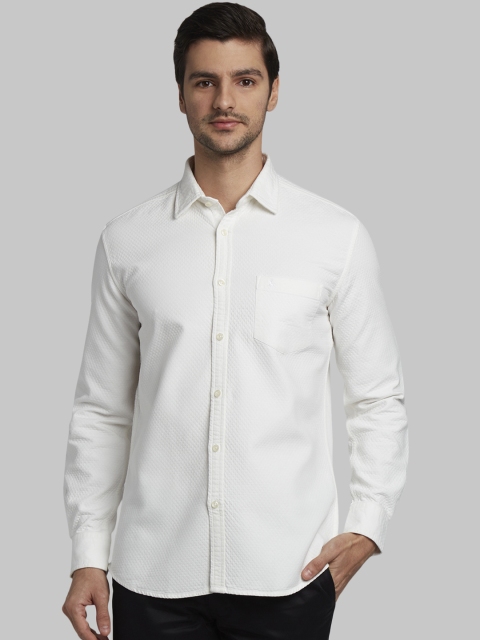 

Parx Men White Slim Fit Self Design Casual Shirt