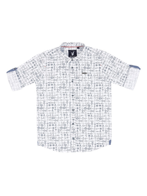 

URBAN SCOTTISH Boys White Regular Fit Printed Casual Shirt