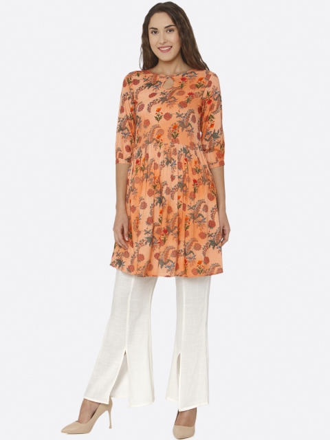 

Shiloh Women Orange Printed Anarkali Kurti