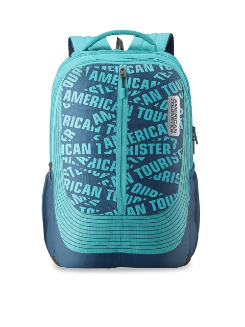 

AMERICAN TOURISTER Unisex Teal Blue Brand Logo Backpack