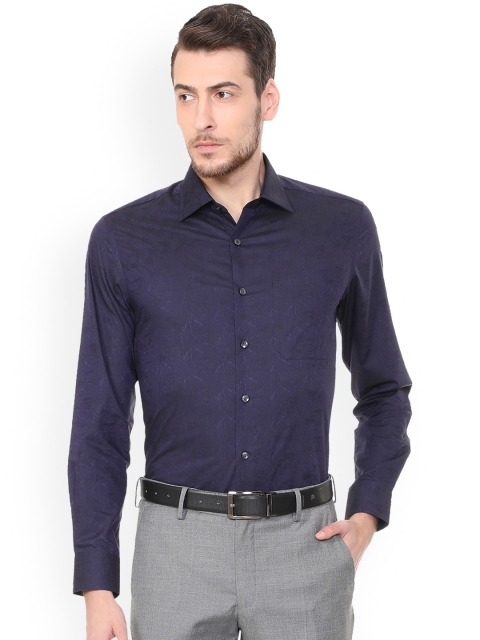

Louis Philippe Men Navy Blue Regular Fit Self Design Formal Shirt