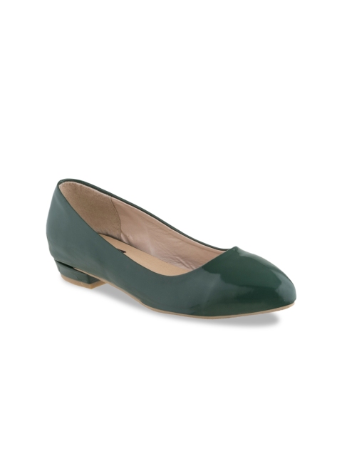 

Sherrif Shoes Women Green Solid Synthetic Patent Ballerinas