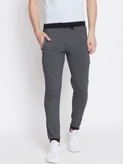

Okane Men Black Self Design Slim-Fit Joggers