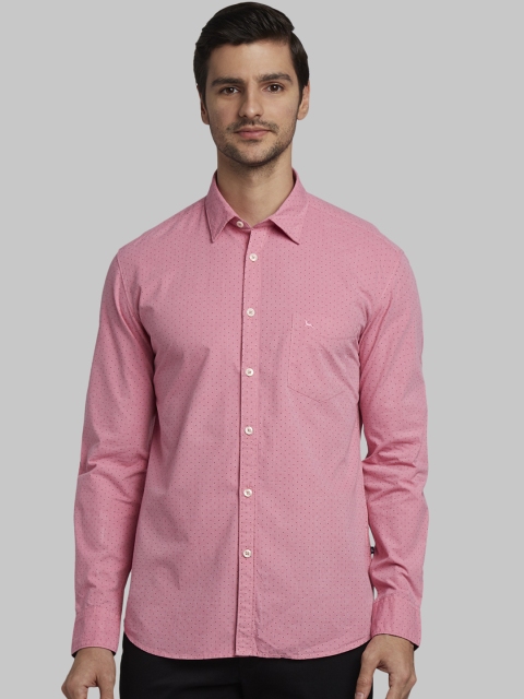 

Parx Men Red Slim Fit Printed Casual Shirt