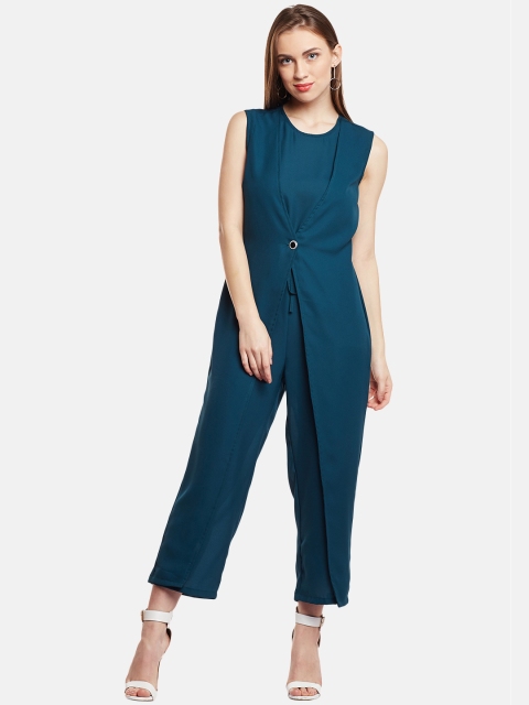 

THE SILHOUETTE STORE Teal Green Solid Basic Jumpsuit