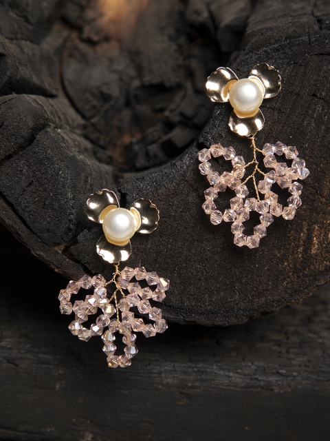 

SASSAFRAS Gold-Plated Contemporary Drop Earrings