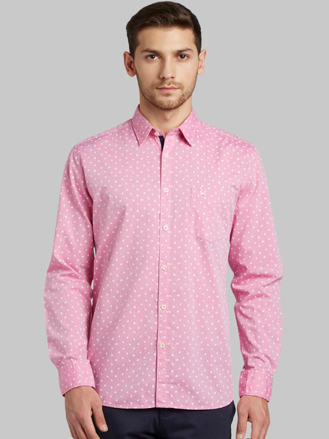 

Parx Men Pink Slim Fit Printed Casual Shirt
