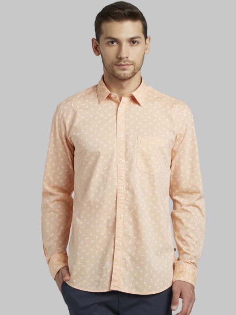 

Parx Men Peach-Coloured Slim Fit Printed Casual Shirt