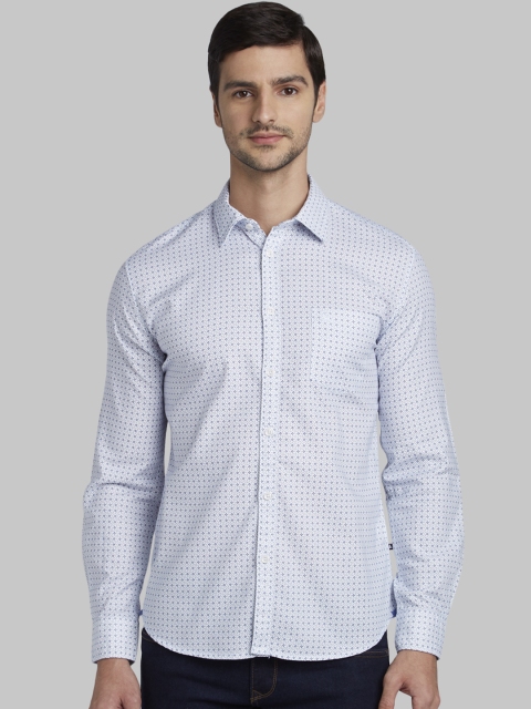 

Parx Men White & Blue Slim Fit Printed Casual Shirt