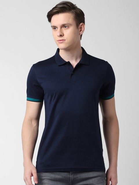 

Peter England Casuals Men Navy Blue Solid Polo Collar T-shirt