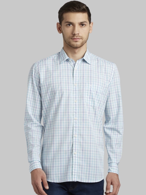

Parx Men White & Green Slim Fit Checked Casual Shirt
