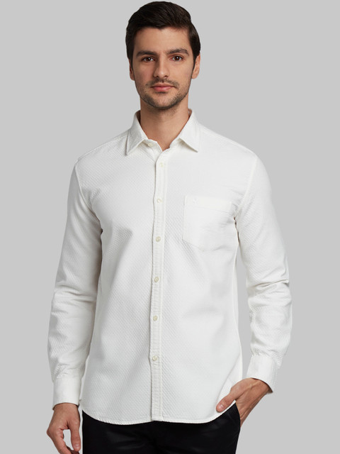 

Parx Men White Slim Fit Self Design Casual Shirt